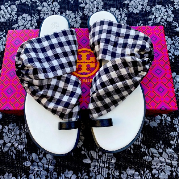 Tory Burch Shoes - Tory Burch new gingham sandals 8.5!
